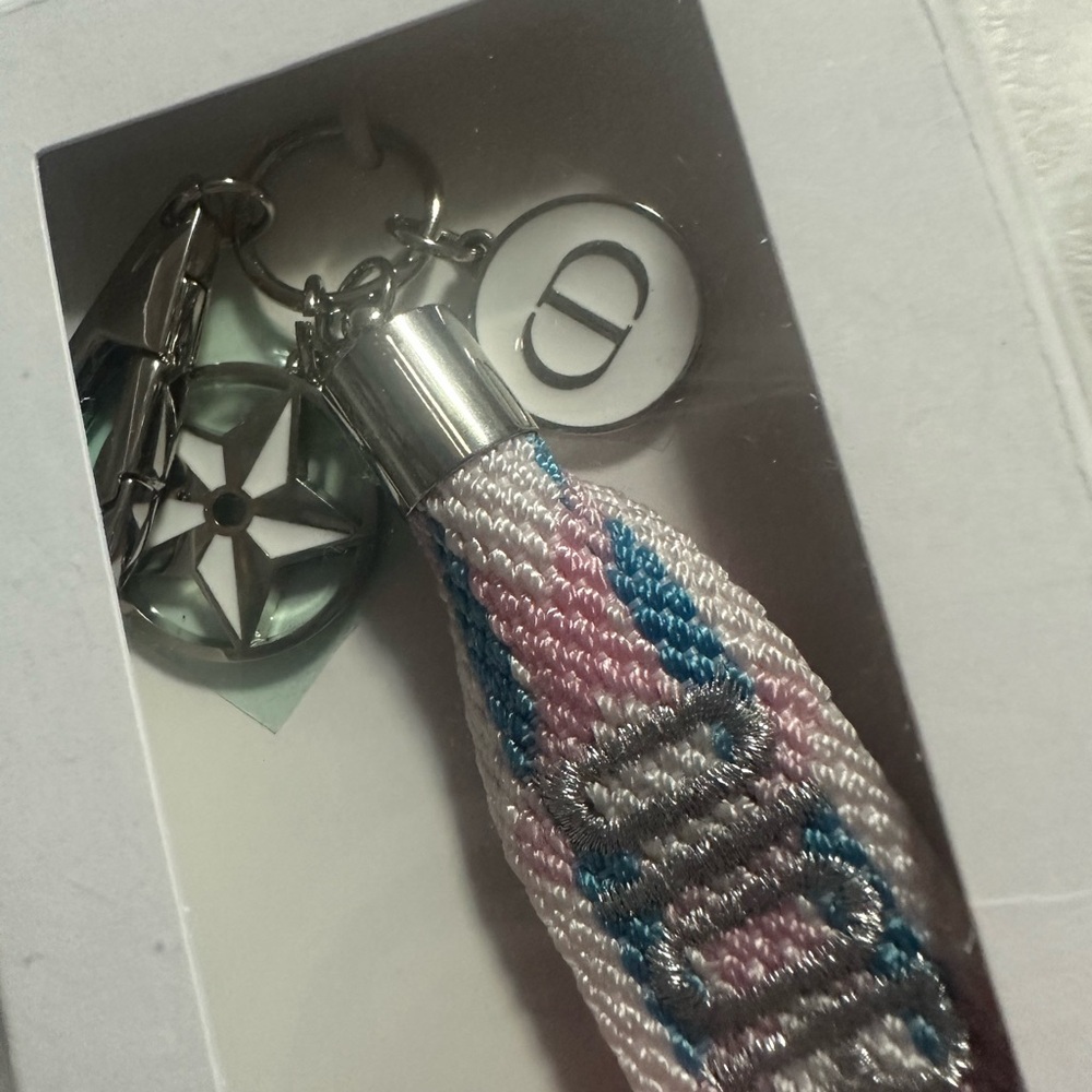 Dior woven keychain and charms